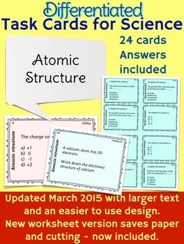 Preview of Atomic Structure task cards