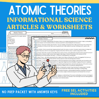 Preview of Atomic Theories: Informational Passage, Worksheet & Answer Keys