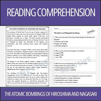 Preview of Atomic bombings of Hiroshima and Nagasaki - Reading Comprehension Activity
