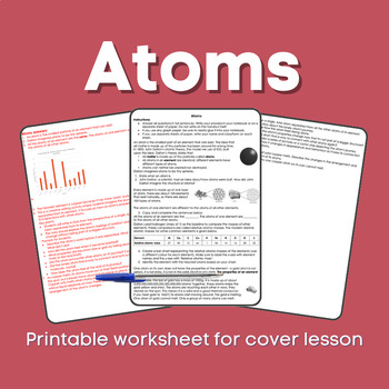 Preview of Atoms KS3 Cover lesson