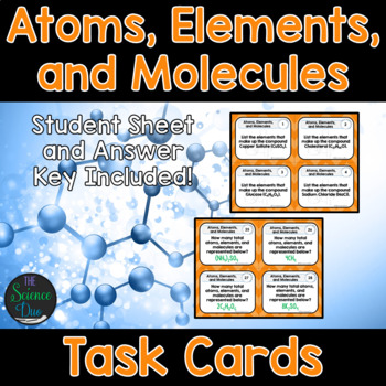 Preview of Atoms, Elements, and Molecules Task Cards