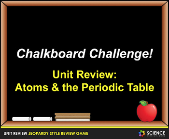 Preview of Atoms, Elements and Periodic Table Chemistry Unit Jeopardy Game for Fun & Review