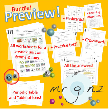 Preview of Atoms & Ions Bundle:  Notes + Worksheets + Answers + More for a 5-week Unit