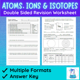 Atoms, Ions and Isotopes Revision Worksheet | Printable an