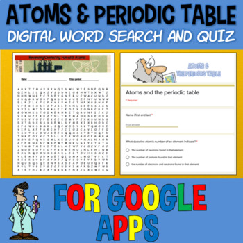 atoms periodic table word search quiz distance learning printable google