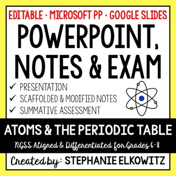 Preview of Atoms PowerPoint, Notes & Exam - Google Slides