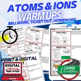 Atoms Warm Ups & Bell Ringers, NGSS Science Warm Ups