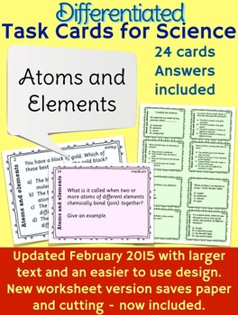 Preview of Atoms and Elements Task Cards