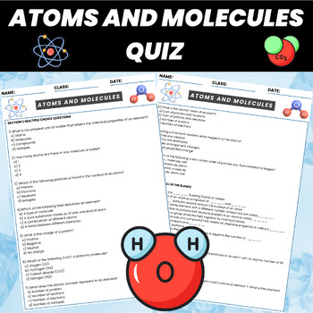 Preview of Atoms and Molecules Quiz | Chemistry Assessment & Quiz