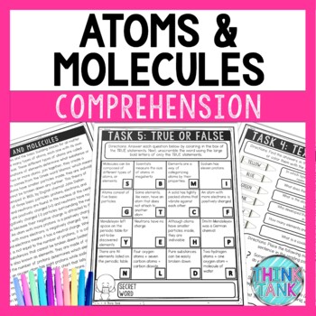 Preview of Atoms and Molecules Comprehension Challenge - Close Reading - Chemistry