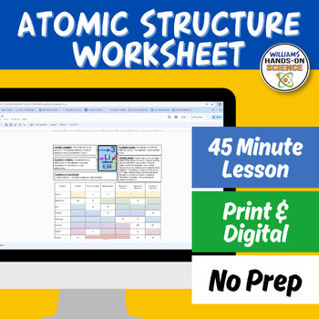 Preview of Periodic Table of Elements Activity Worksheet Reading Atoms Elements Digital