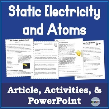 Preview of Atoms and Static Electricity PowerPoint Activities Worksheets