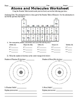 Preview of Atoms and molecules (Science) Editable assessment/test/ home wok in FREE