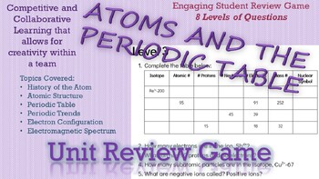 Preview of Atoms and the Periodic Table **UNIT REVIEW RACE**