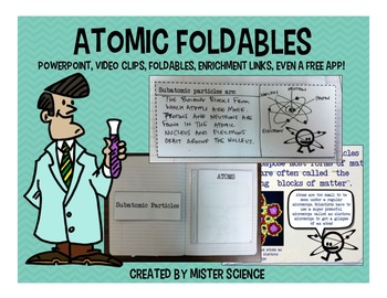 Preview of Atoms atomic structure PWPT foldable Interactive Notebook 4 5 6 7 8th jr high