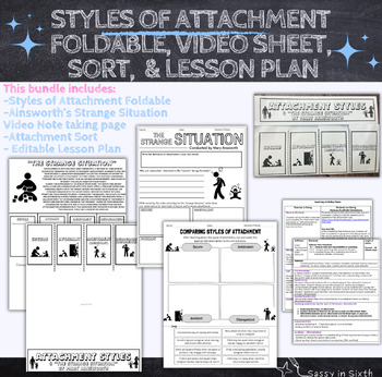 Preview of Attachment Styles,Mary Ainsworth "The Strange Situation" Activities, Lesson Plan
