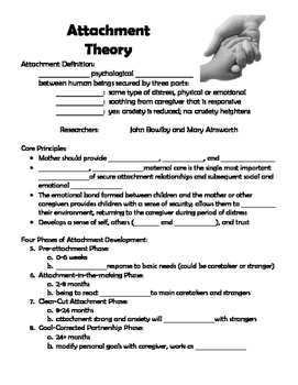 Attachment Theory Notes and Chart by Melissa Smith | TpT