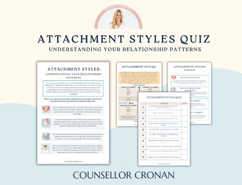 Preview of Attachment styles quiz, adult attachment styles, attachment worksheet, CBT