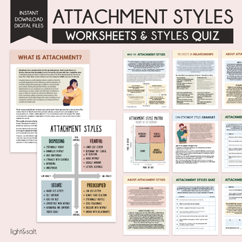 Preview of Attachment styles quiz, attachment theory, Attachment workbook