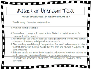 Preview of Attack an Unknown Text Checklist