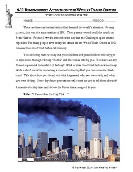 Preview of Attack on 9/11 - Personal Connection to History - Differentiated Collins Writing