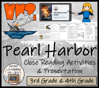 Preview of Attack on Pearl Harbor Close Reading Comprehension | 3rd Grade & 4th Grade