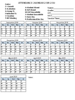 Preview of Attendance Calendar