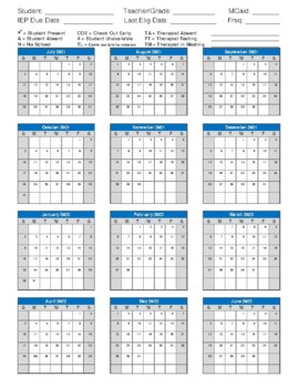 Slps Calendar 2022 Slp Attendance Calendar Teaching Resources | Teachers Pay Teachers