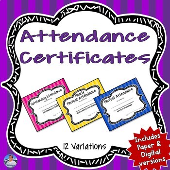 Preview of Attendance Certificates and Semi-Editable Awards - Print and Digital