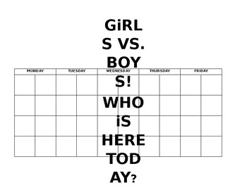 Preview of Attendance Chart: Girls vs Boys (using tally marks)