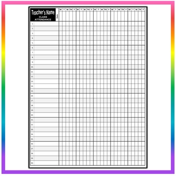 Attendance Class Roster Chart - Black and White - EDITABLE! by Miss ...