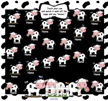 Preview of Attendance Cow Interactive Smartboard With Real Moooo Sound