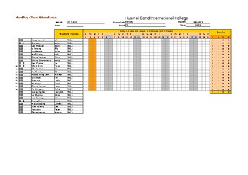 Preview of Attendance Excel Sheet Template_Interactive Counter for "Absent" and "Late"