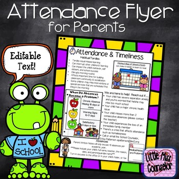 Preview of Attendance Flyer for Parents with Editable Text
