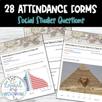 Preview of Attendance Forms: Social Studies Themed *Back to School*
