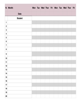 Preview of Attendance List Printable