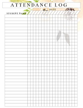Preview of Attendance Log Printable