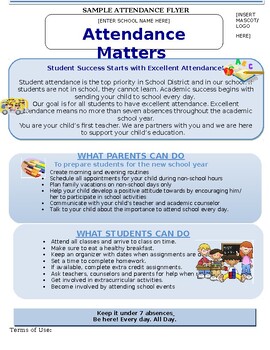 Preview of Attendance Matters template Flyer (Editable and fillable resource)
