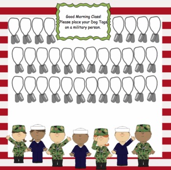 Preview of Attendance Military Interactive Smartboard Morning