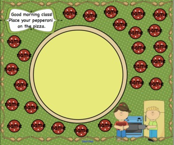 Preview of Attendance Pizza Interactive Smartboard Morning