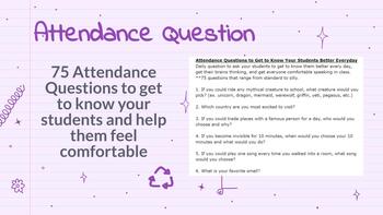 Preview of Attendance Question (75 questions)