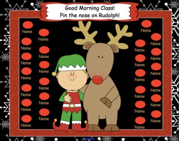 Preview of Attendance Rudolph December Christmas Interactive Smartboard Morning