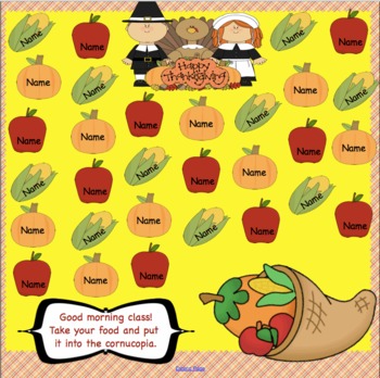Preview of Attendance Thanksgiving  Interactive Smartboard Morning