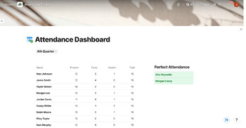 Preview of Digital Attendance Tracker - Free Coda Doc