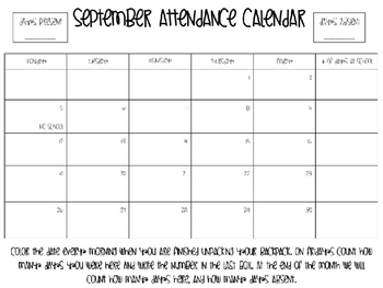 Preview of Attendance Tracker Calendar Editable