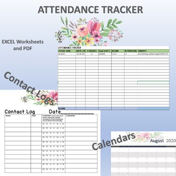 Preview of Attendance Tracker, Contact Logs, Calendar | Distance Learning | Counseling