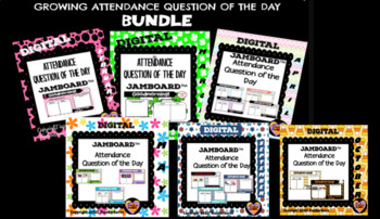 Preview of Attendance Tracker Question of the Day Jamboard (September-May GROWING Bundle)