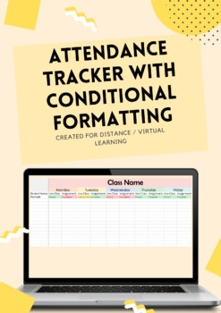 Preview of Attendance Tracker with Conditional Formatting VIRTUAL LEARNING