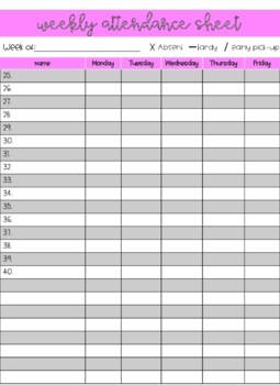 Attendance and Grading Sheets by Creations by Dreaaa | TPT