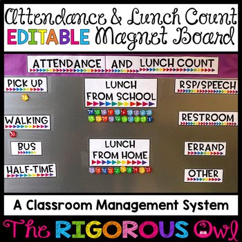 Preview of Attendance and Lunch Count EDITABLE Magnet Board Flexible Seating Classroom